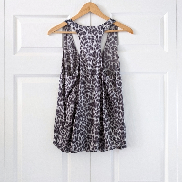 Joie Leopard Print Gray Silk Racerback Tank Top - Picture 3 of 11